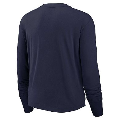 Women's Nike Navy Denver Broncos High Hip Performance Long Sleeve T-Shirt
