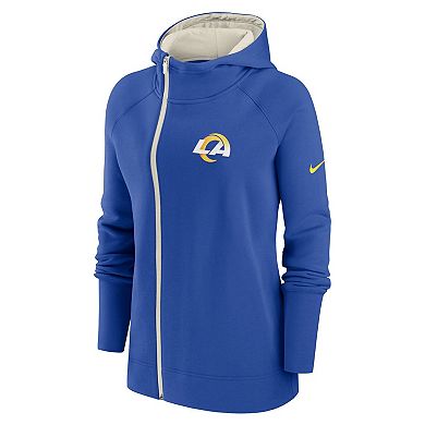 Women's Nike Royal Los Angeles Rams Asymmetrical Raglan Full-Zip Hoodie