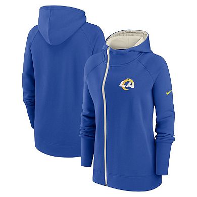 Women's Nike Royal Los Angeles Rams Asymmetrical Raglan Full-Zip Hoodie
