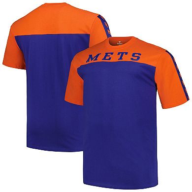 Men's Profile Orange/Royal New York Mets Big & Tall Yoke Knit T-Shirt