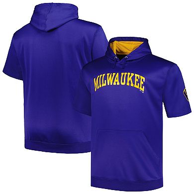 Men's Profile Royal Milwaukee Brewers Big & Tall Contrast Short Sleeve Pullover Hoodie