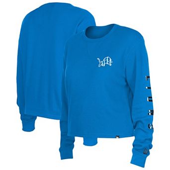 Women's New Era Blue Detroit Lions Thermal Crop Long Sleeve T-Shirt