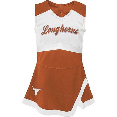 Girls Youth Burnt Orange/White Texas Longhorns Cheer Captain Jumper Dress
