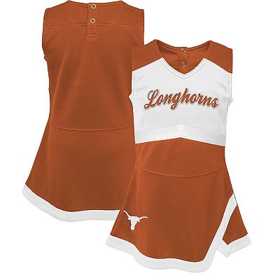 Girls Youth Texas Orange/White Texas Longhorns Cheer Captain Jumper Dress