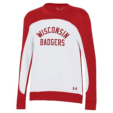 Women's Under Armour Red/White Wisconsin Badgers Colorblock Pullover Sweatshirt