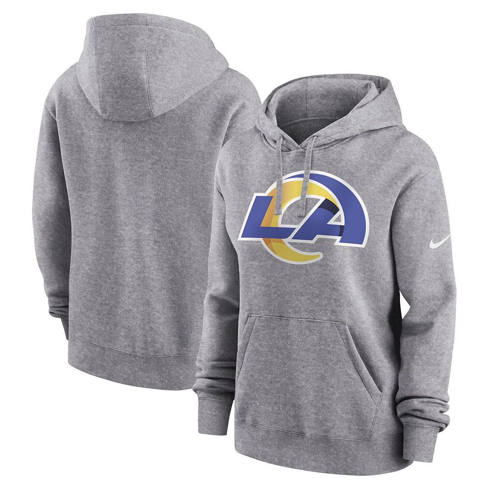 Women's Nike Heather Gray Los Angeles Rams Team Logo Club Fleece ...