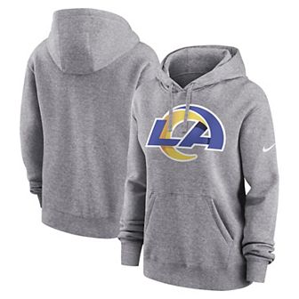 Women's Nike Heather Gray Los Angeles Rams Team Logo Club Fleece Pullover Hoodie