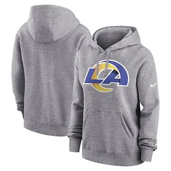 Women's Nike Heather Gray Los Angeles Rams Team Logo Club Fleece Pullover Hoodie