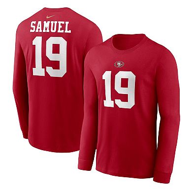 Men's Nike Deebo Samuel Scarlet San Francisco 49ers Player Name & Number Long Sleeve T-Shirt