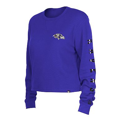 Women's New Era Purple Baltimore Ravens Thermal Crop Long Sleeve T-Shirt