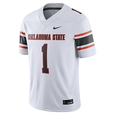 Men's Nike #1 White Oklahoma State Cowboys Game Jersey