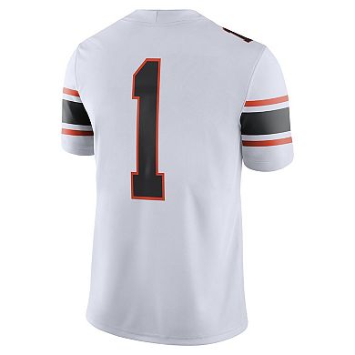 Men's Nike #1 White Oklahoma State Cowboys Game Jersey
