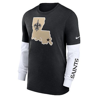 Men's Nike Heather Black New Orleans Saints Slub Fashion Long Sleeve T-Shirt