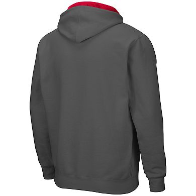 Men's Colosseum Heather Gray Rutgers Scarlet Knights Arch & Logo 3.0 Full-Zip Hoodie
