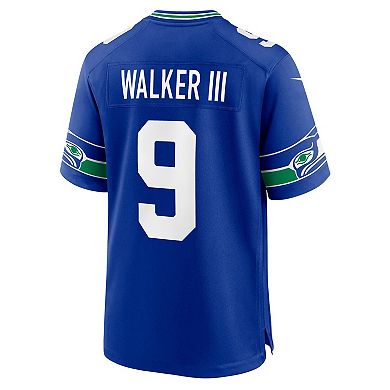 Men's Nike Kenneth Walker III Royal Seattle Seahawks Throwback Player Game Jersey
