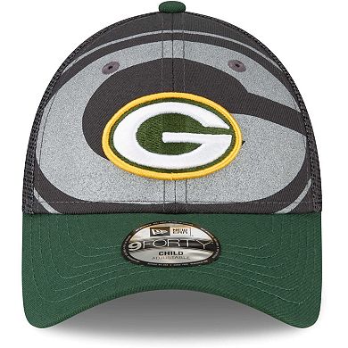 Youth New Era Graphite Green Bay Packers Reflect 9FORTY Adjustable Hat