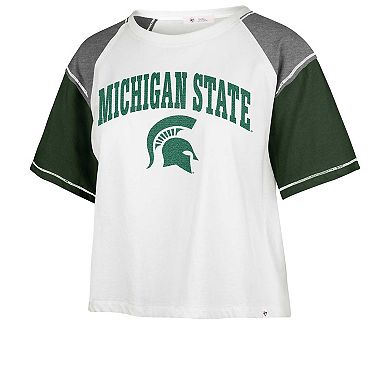 Women's '47 White Michigan State Spartans Serenity Gia Cropped T-Shirt
