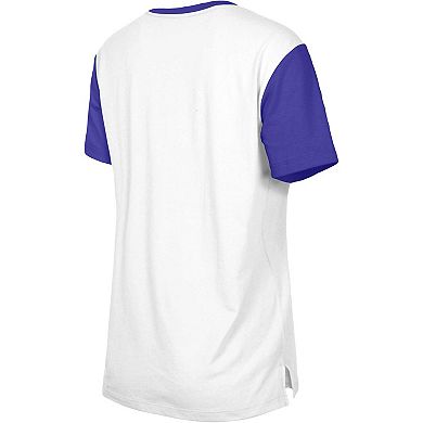 Women's New Era White/Purple Baltimore Ravens Third Down Colorblock T-Shirt