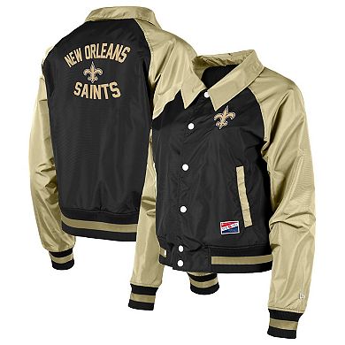 Women's New Era Black New Orleans Saints Coaches Raglan Full-Snap Jacket