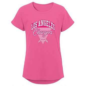 Girls Youth Pink Los Angeles Chargers Playtime Dolman T-Shirt