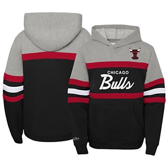 Youth Mitchell & Ness Heather Gray/Black Chicago Bulls Hardwood Classics Head Coach Pullover Hoodie