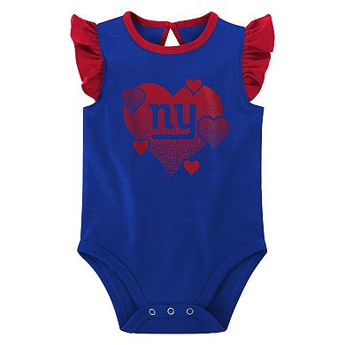 Girls Newborn & Infant  Royal/Red New York Giants Spread the Love 2-Pack Bodysuit Set