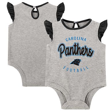 Girls Infant Heather Gray/Black Carolina Panthers All Dolled Up Three-Piece Bodysuit, Skirt & Booties Set