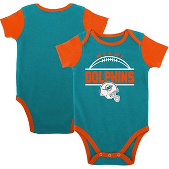 Newborn & Infant Aqua/Orange Miami Dolphins Home Field Advantage Three-Piece Bodysuit, Bib & Booties Set