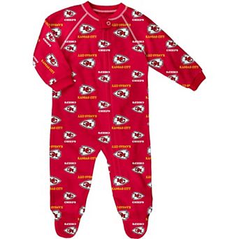 Newborn Red Kansas City Chiefs Allover Print Raglan Full-Zip Jumper