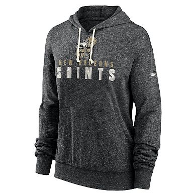 Women's Nike Black New Orleans Saints Rewind Gym Vintage Lighweight Pullover Hoodie