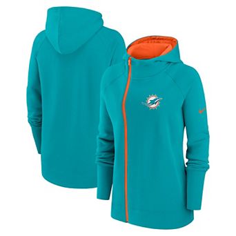 Women's Nike Aqua Miami Dolphins Asymmetrical Raglan Full-Zip Hoodie