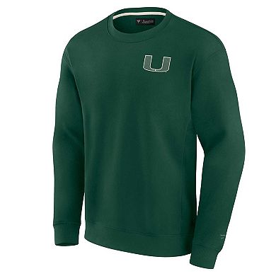 Unisex Fanatics Signature Green Miami Hurricanes Super Soft Pullover Crew Sweatshirt