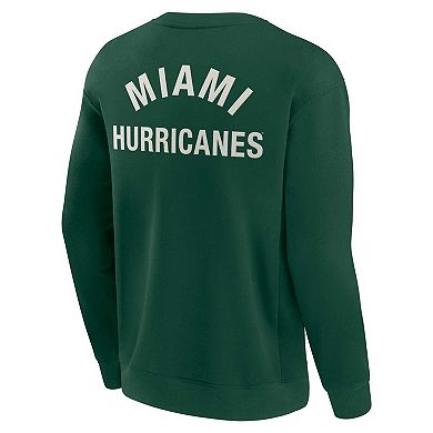 Unisex Fanatics Signature Green Miami Hurricanes Super Soft Pullover Crew Sweatshirt