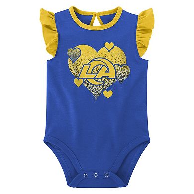 Girls Newborn & Infant Royal/Gold Los Angeles Rams Spread the Love 2-Pack Bodysuit Set