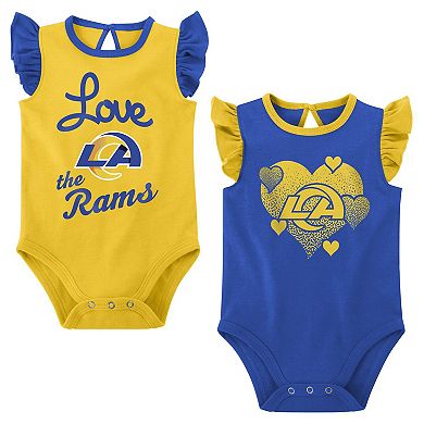Girls Newborn & Infant  Royal/Gold Los Angeles Rams Spread the Love 2-Pack Bodysuit Set