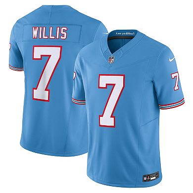 Men's Nike Malik Willis Light Blue Tennessee Titans Oilers Throwback Vapor F.U.S.E. Limited Jersey