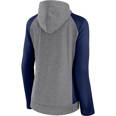 Women's Fanatics Branded  Heather Gray/Navy New England Patriots Blind Side Raglan Full-Zip Hoodie