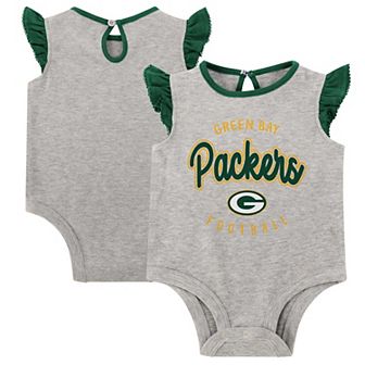 Girls Infant Heather Gray/Green Green Bay Packers All Dolled Up Three-Piece Bodysuit, Skirt & Booties Set