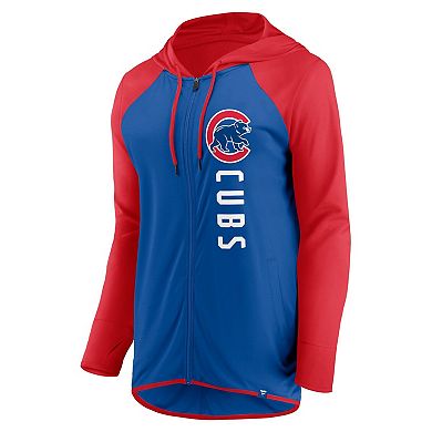 Women's Fanatics Branded Royal/Red Chicago Cubs Forever Fan Full-Zip Hoodie Jacket