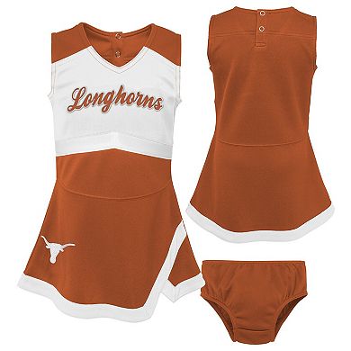 Girls Preschool Texas Orange/White Texas Longhorns Two-Piece Cheer Captain Jumper Dress & Bloomers Set