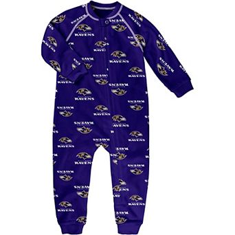 Toddler Purple Baltimore Ravens Allover Print Raglan Full-Zip Sleeper