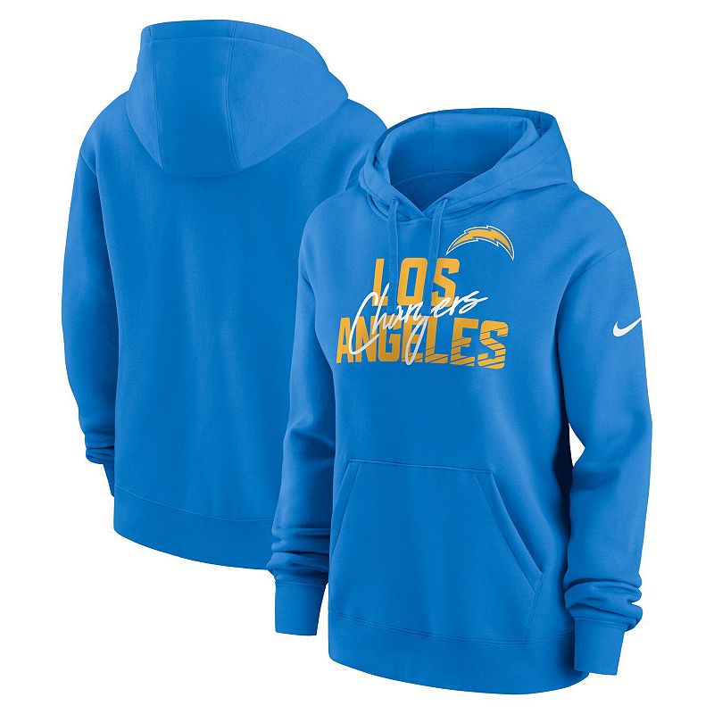 Women's Nike Powder Blue Los Angeles Chargers Wordmark Club Fleece Pullover Hoodie, Size: XS, Light