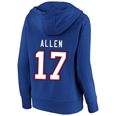 Women's Profile Josh Allen Royal Buffalo Bills Plus Size Player Name & Number Pullover Hoodie
