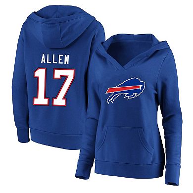Women's Profile Josh Allen Royal Buffalo Bills Plus Size Player Name & Number Pullover Hoodie