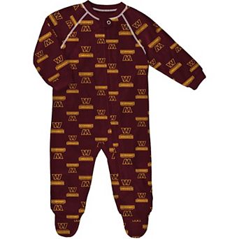 Infant Burgundy Washington Commanders Allover Print Raglan Full-Zip Jumper