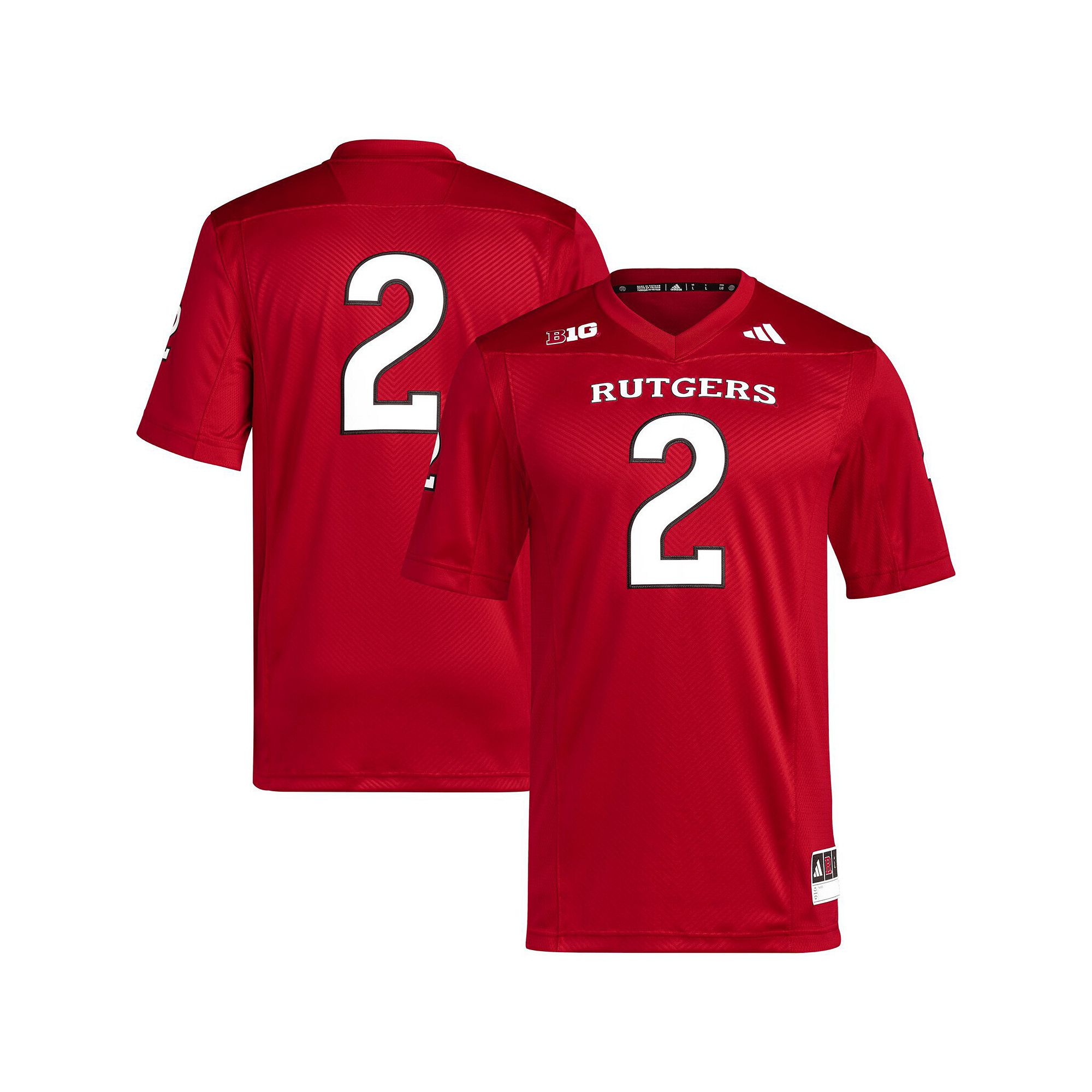 Mens adidas #2 Scarlet Rutgers Scarlet Knights Premier Football Jersey, Si
