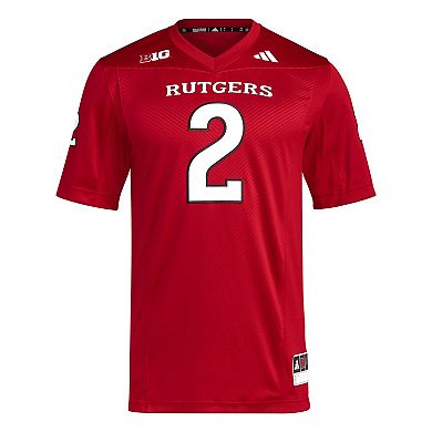 Men's adidas #2 Scarlet Rutgers Scarlet Knights Premier Football Jersey