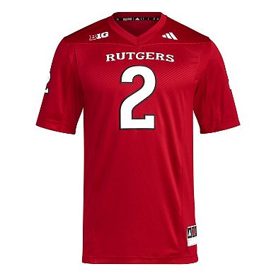 Men's adidas #2 Scarlet Rutgers Scarlet Knights Premier Football Jersey