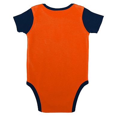 Newborn & Infant Orange/Navy Denver Broncos Home Field Advantage Three-Piece Bodysuit, Bib & Booties Set