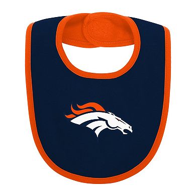 Newborn & Infant Orange/Navy Denver Broncos Home Field Advantage Three-Piece Bodysuit, Bib & Booties Set